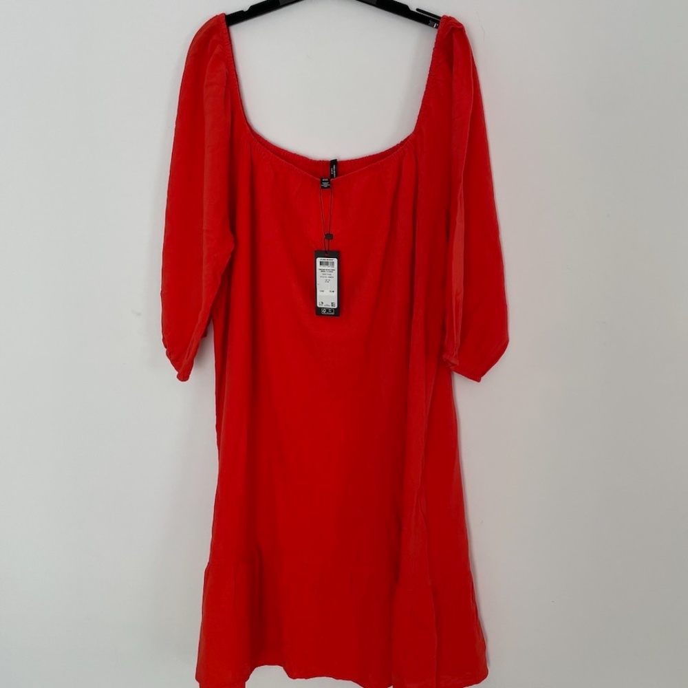 NWT VERO MODA 100% Cotton Red Off Shoulder Women's Dress Size US 18=XL-XXL